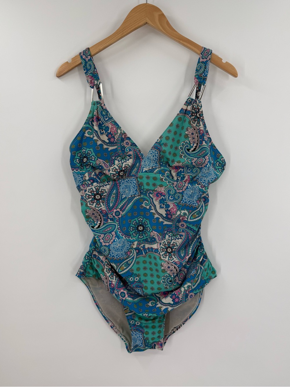 Spanx Love Your Assets Paisley One Piece Shaping Swimsuit| Blue Multi | Large